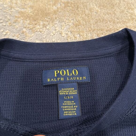 Polo Ralph Lauren Big Polo Bear Waffle Knit Thermal size L in EUC Navy blue - Picture 4 of 7